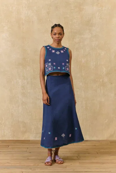 Louise Misha Dafne Canvas Skirt In Midnight In Blue