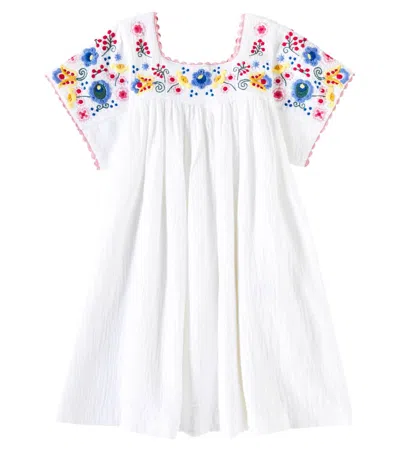 Louise Misha Kids' Daya Embroidered Cotton Gauze Dress In White