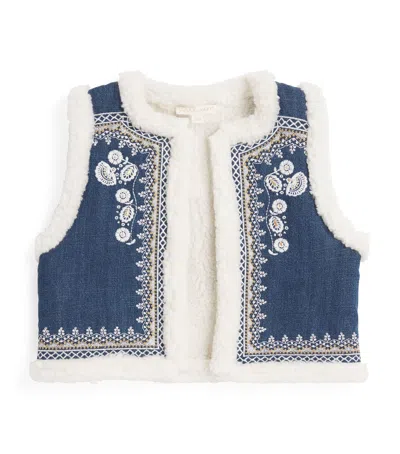 Louise Misha Kids' Denim Reversible Librana Waistcoat In Blue