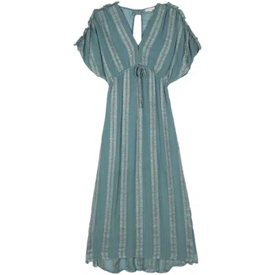 Louise Misha Metallic-threading Striped Dress In Blue