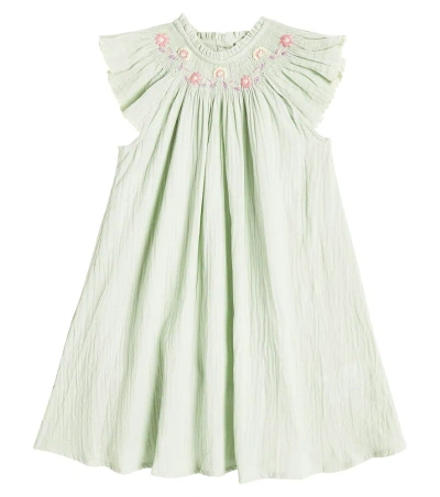 Louise Misha Kids' Edith Embroidered Cotton Dress In Grün