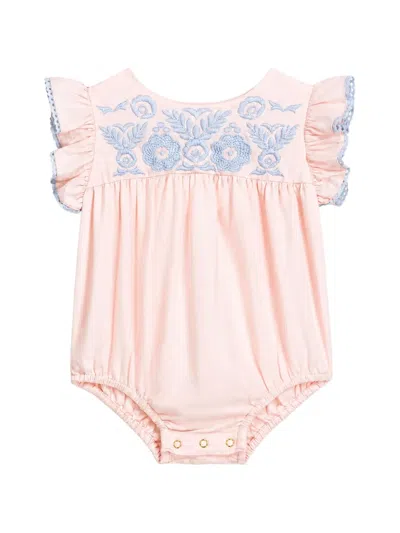 Louise Misha Babies' Embroidered Ruffled Bodysuit In Pink