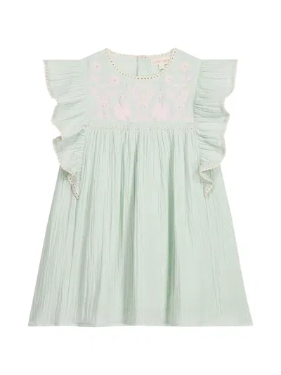 Louise Misha Kids' Embroidered Ruffled Dress In Green
