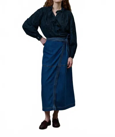 Louise Misha Emna Midi Skirt In Stone Blue