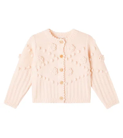 Louise Misha Kids' Floral Cardigan In Nude