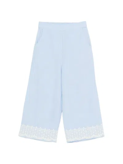 Louise Misha Kids' Florelia Lace-trim Trousers In Blue