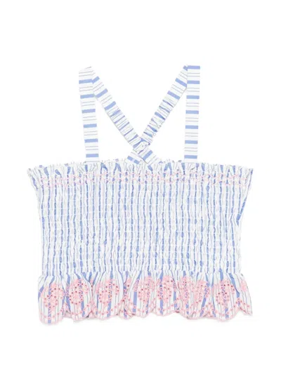 Louise Misha Florentina Striped Scalloped-trim Blouse In Multi