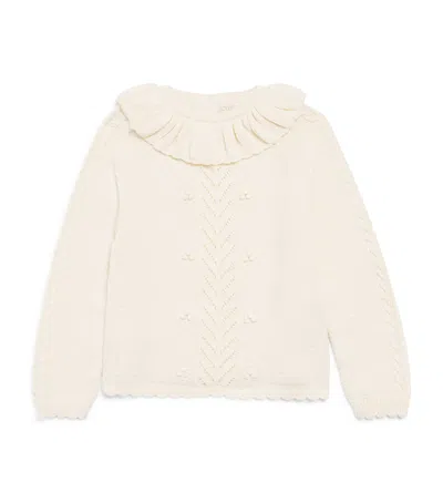 Louise Misha Kids' Frilled Evina Sweater In Neutral