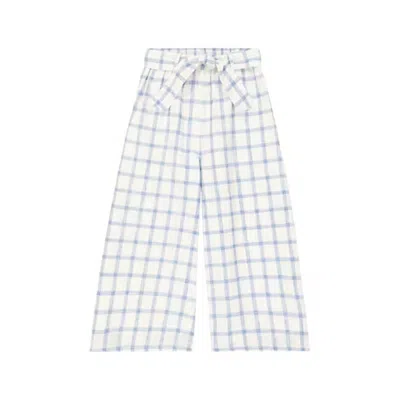 Louise Misha Kids' Girl's Amandine Yarn Pants In Blue River Checks In White