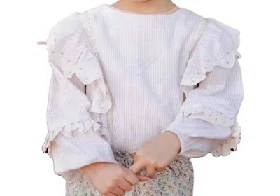 Louise Misha Kids' Girls Tubi Blouse In Blush Stripes In Purple
