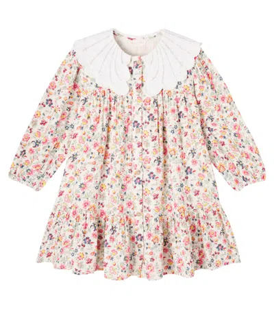 Louise Misha Kids' Heidi Floral Cotton Dress In White