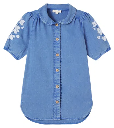 Louise Misha Kids' Inala Cotton Dress In Blue