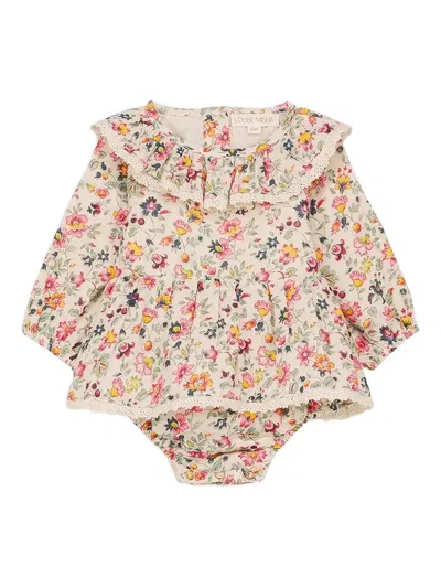 Louise Misha Babies' India Ruffled-collar Floral-print Romper In Multi