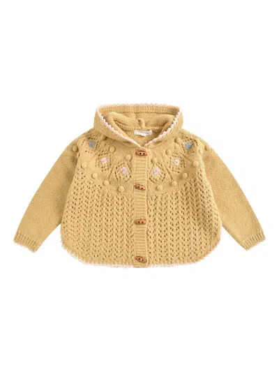 Louise Misha Kids' Iona Floral-embroidery Hoodie In Yellow