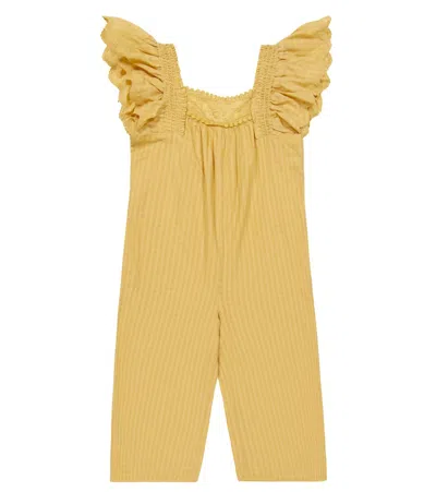 Louise Misha Kids' Irene Checked Cotton Overalls In Honey Check
