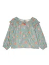 Louise Misha Iris Floral-patterned Cotton Blouse In Blue