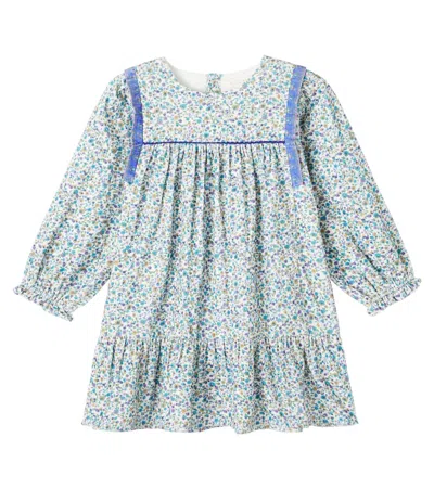 Louise Misha Kids' Isatys Floral Cotton Dress In Blue