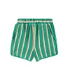 Louise Misha Jivo Striped Cotton Terry Shorts In Grass Cypress Stripes