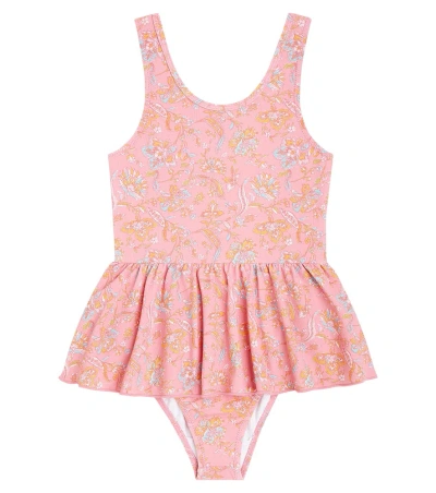 Louise Misha Kids' Kalinda Printed Swimsuit In Pink Mallow Romance