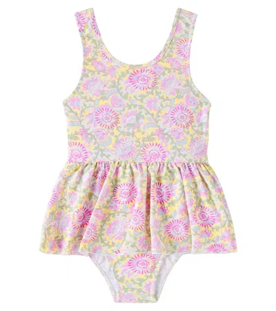 Louise Misha Kids' Kalinda Ruffled Floral Swimsuit In Multicoloured