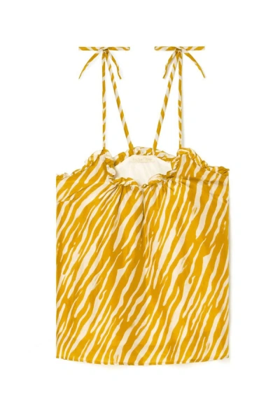 Louise Misha Legra Top In Cinnamon Brush Stripe In Yellow