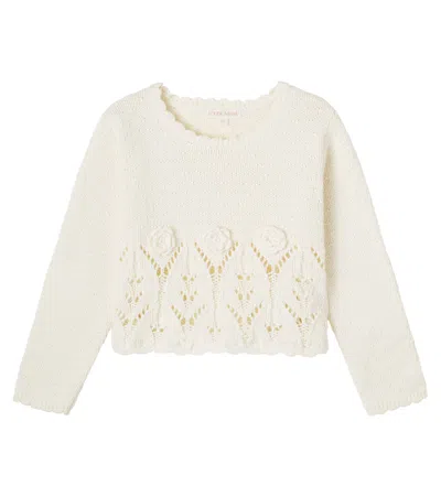 Louise Misha Kids' Lysa Embroidered Cotton Sweater In Neutral
