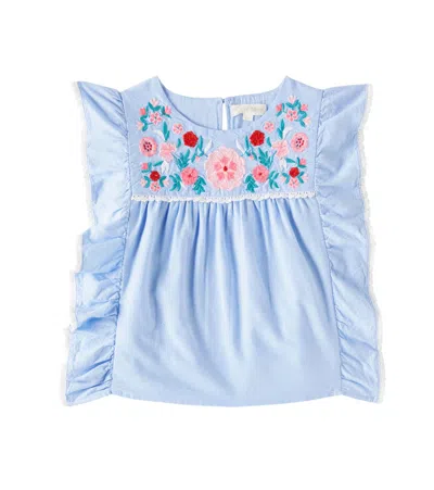 Louise Misha Kids' Top Mala Aus Baumwoll-chambray In Blau