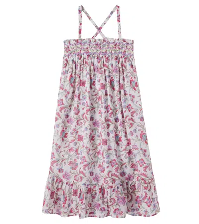 Louise Misha Kids' Marceline Floral Cotton Dress In Gray