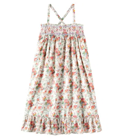 Louise Misha Kids' Marceline Floral Cotton Voile Dress In Cream Rosa Festa