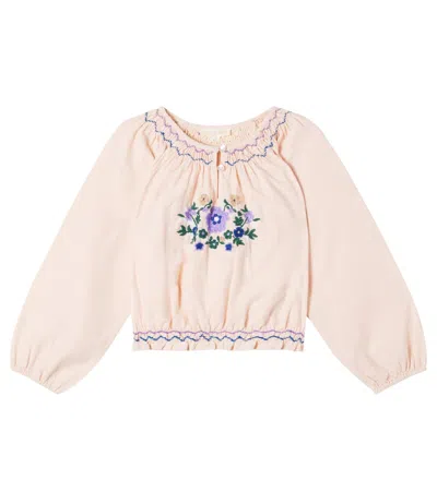 Louise Misha Kids' Marinella Cotton And Linen Blouse In Pink
