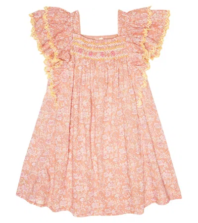 Louise Misha Kids' Martine Floral Cotton Minidress In Sienna Daisy Flowers