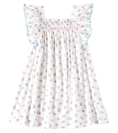 Louise Misha Kids' Kleid Martine Aus Baumwollpopeline In Weiss