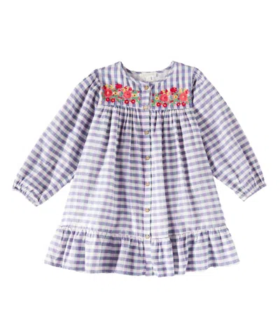 Louise Misha Kids' Massilia Checked Cotton Dress In Blue