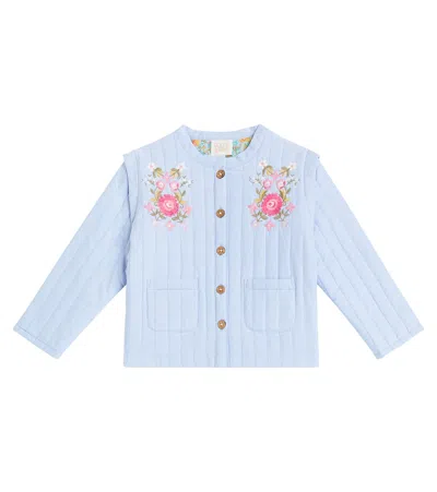 Louise Misha Kids' Mauricette Embroidered Cotton Jacket In Blue