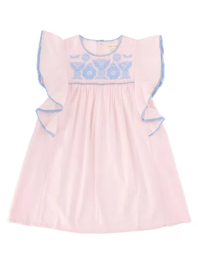 Louise Misha Mini Organic Cotton Dress For Girls In Pink