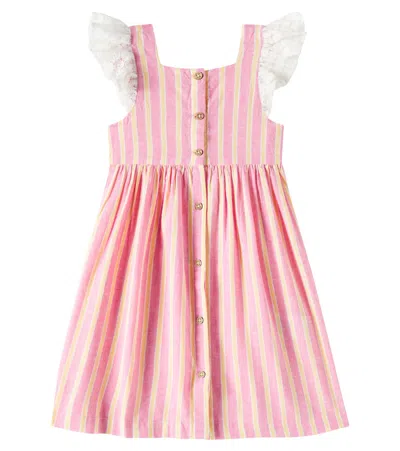 Louise Misha Kids' Kleid Moonie Aus Baumwolle Und Leinen In Pink