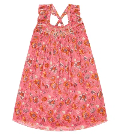 Louise Misha Kids' Mystralia Floral Cotton Dress In Strawberry Bohemian Hindi