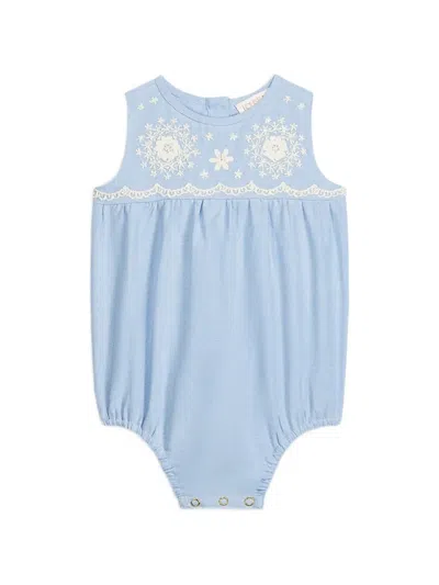 Louise Misha Babies' Nushan Embroidered Lace-trim Romper In Blue