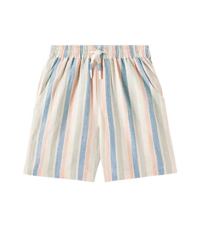 Louise Misha Kids' Obiki Striped Cotton And Linen Shorts In Sand Riviera Stripes