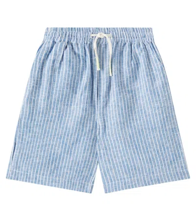 Louise Misha Kids' Obiki Striped Linen And Cotton Shorts In Blue
