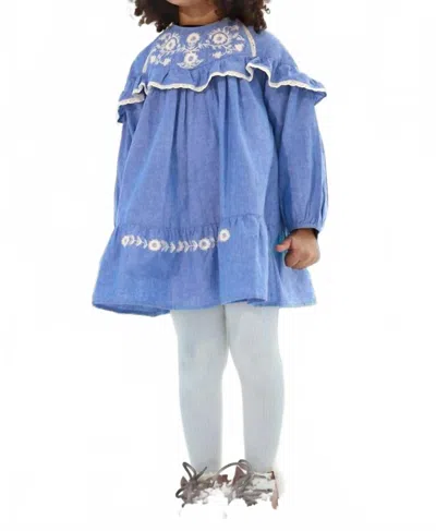 Louise Misha Kids' Orana Woven Dress In Blue Chambray
