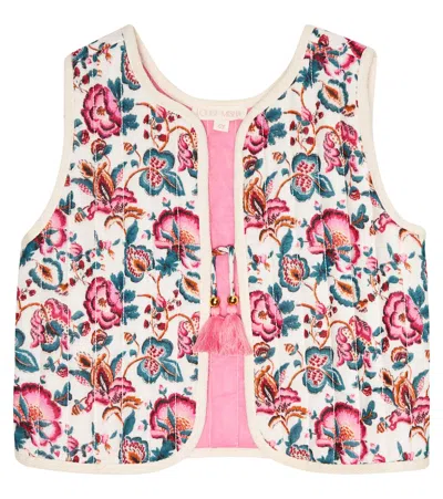 Louise Misha Kids' Oznale Floral Quilted Vest In Cream Indian Flowers