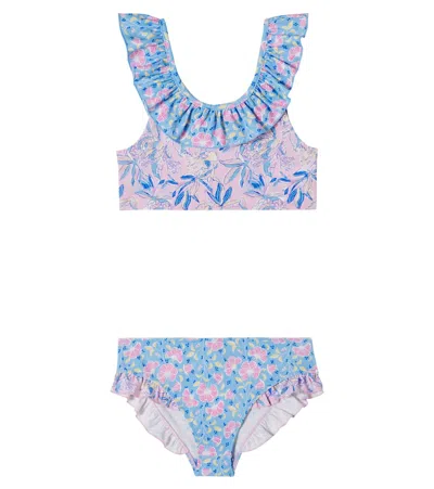 Louise Misha Kids' Primavera Floral Ruffled Bikini In Blue