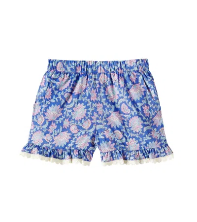 Louise Misha Kids' Bedruckte Shorts Aus Baumwoll-voile In Blau