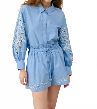 Louise Misha Reylond Button Down Top In Blue In Burgundy