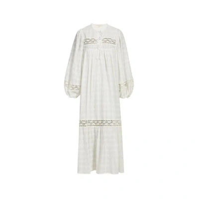 Louise Misha Robe Longue Brodée En Coton Bio In White