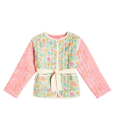 Louise Misha Kids' Teliani Floral Cotton Jacket In Pink