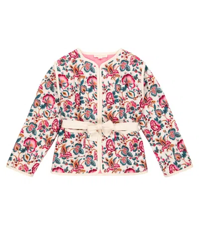 Louise Misha Kids' Teliani Floral Quilted Jacket In Cream Indian Flowers
