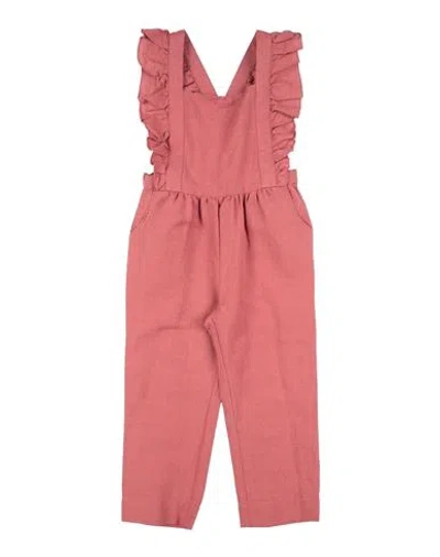 Louise Misha Babies'  Toddler Girl Jumpsuit Pastel Pink Size 6 Organic Linen, Organic Cotton In Brown