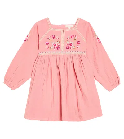 Louise Misha Kids' Tulla Embroidered Cotton Dress In Pink